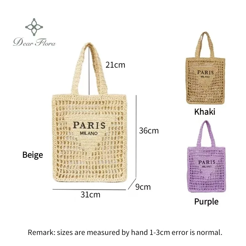 Bolsa feminina de tricô de palha bolsa de mão, portátil, grande capacidade, bolsa casual para praia, férias, moda verão