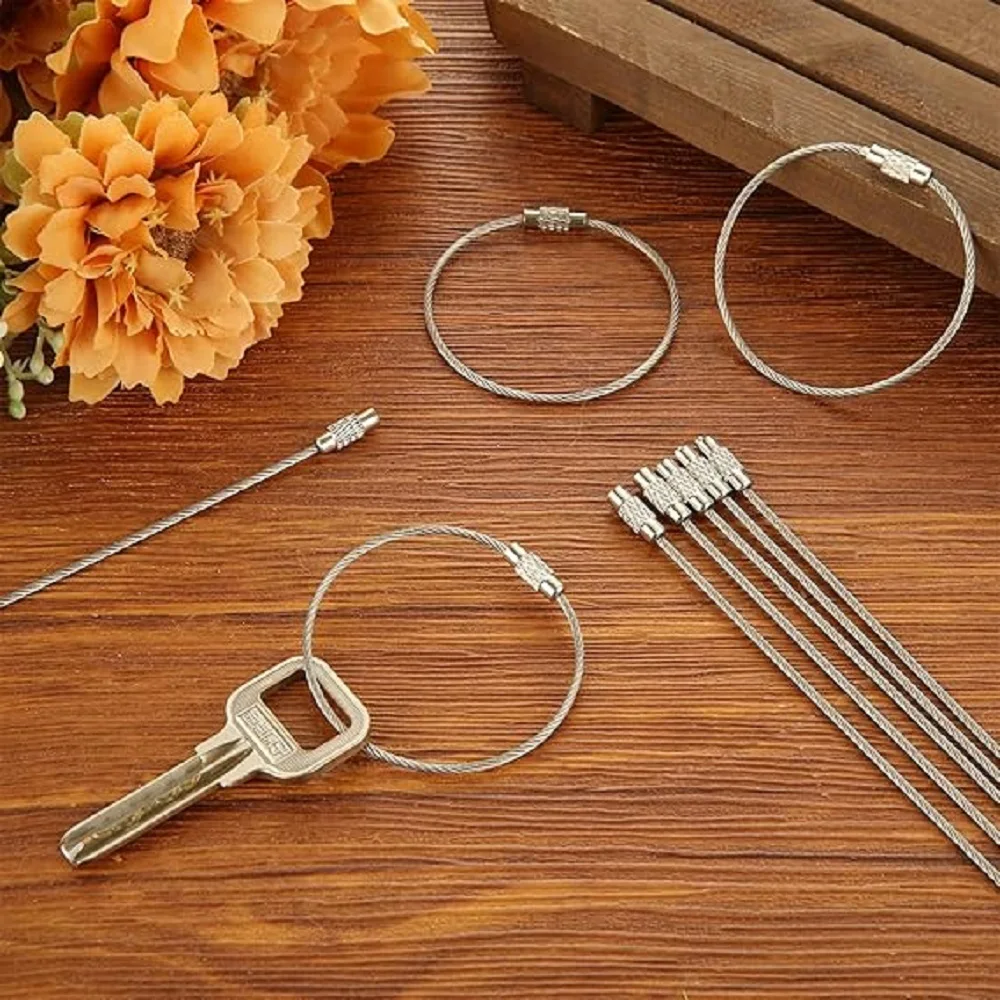 5/15/25/40 Stuks Uitschuifbare Draad Sleutelhanger Kabel Grote Sleutelhangers Bagage Tags Loops Houder ID Tag Keeper voor DIY Sleutelhanger Ambachten Gift