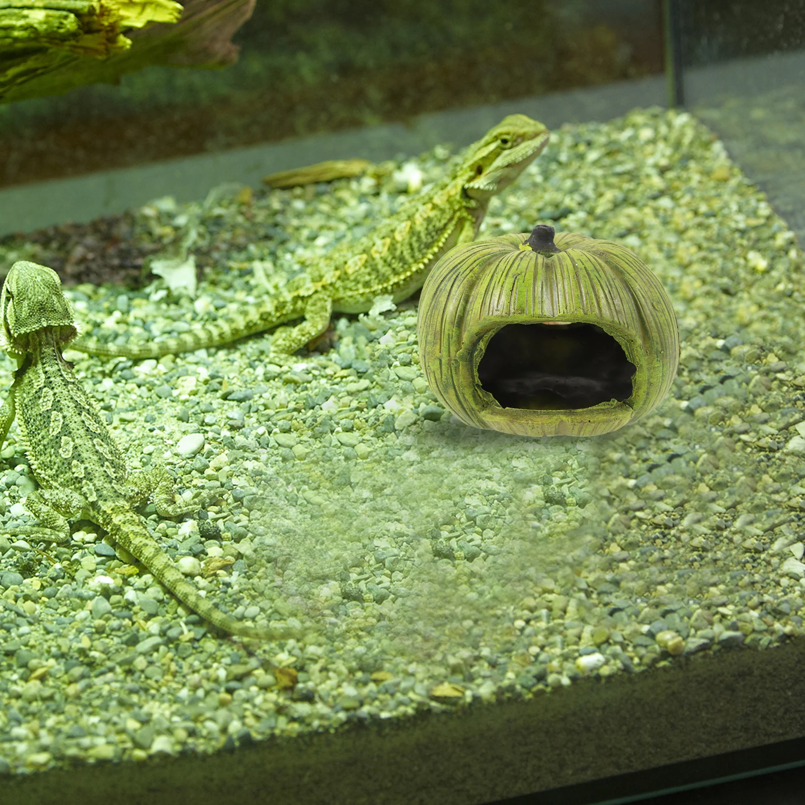 

Pumpkin Cave Reptile Hide Leopard Print Lizard Tank Accessories Place Resin Adornment