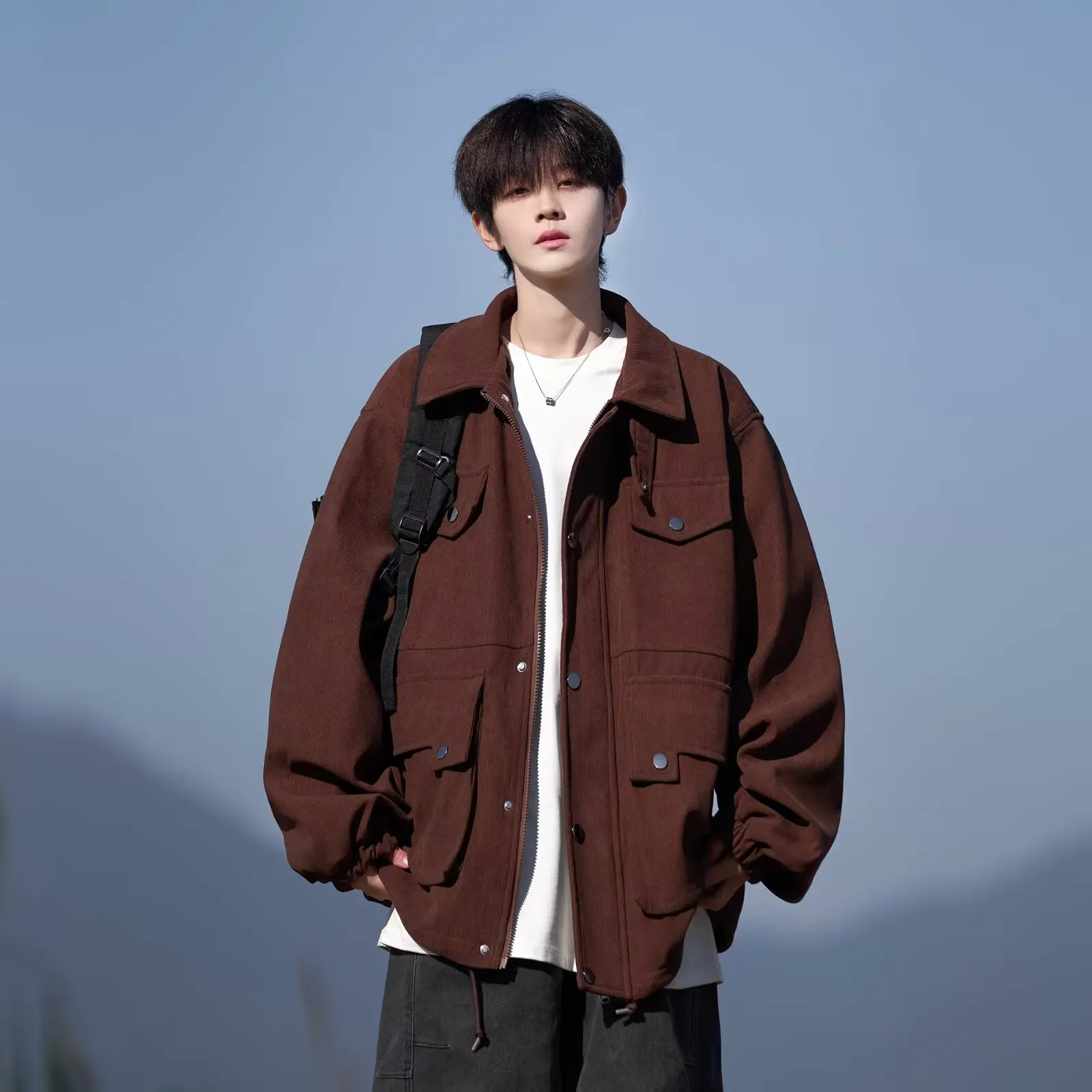 الأمريكية Sle سروال قصير الحظيرة Jaet الرجال ربيع الخريف جديد عصري الراقية الرجعية Merald عمال معطف فضفاض صالح المياه وا