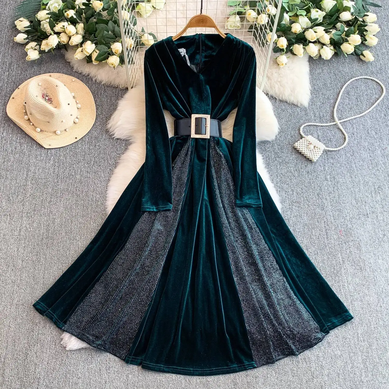 

Elegant Sexy Ruched High Waist dress Vestidos autumn winter Party women clothing ceremony dresses