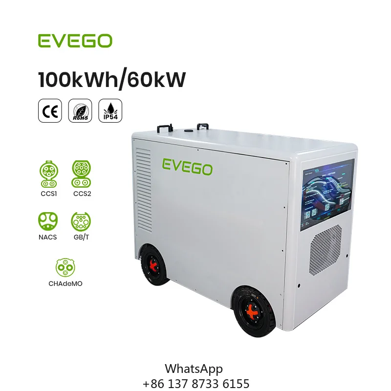 EVEGO Factory Direct Sale Home Energy Storage Charger CE Standard 100kWh Smart CCS1/CCS2/GBT/CHAdeMO/NACS Mobile DC EV Charger