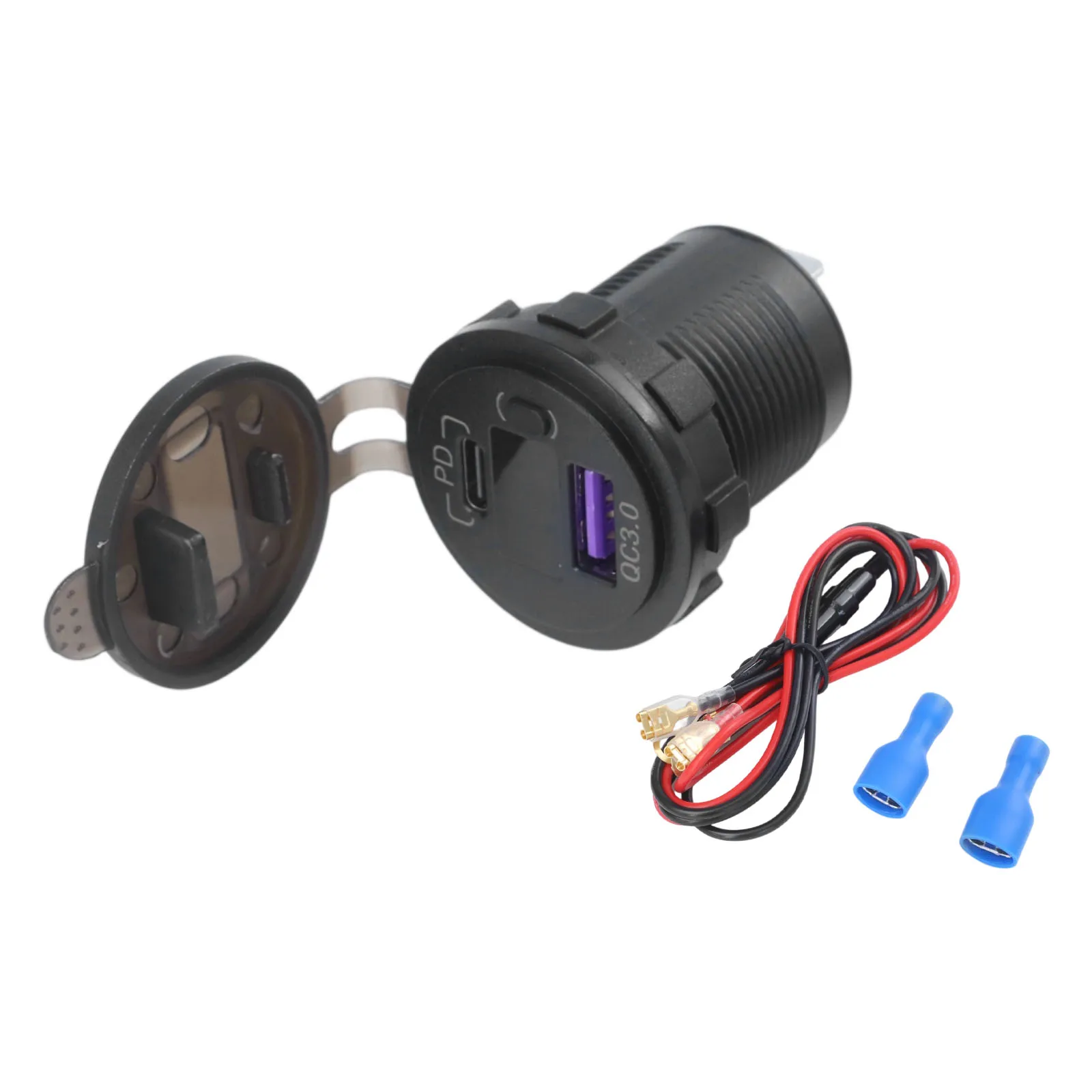 

Outdoor Charging Fast Charge Socket PD 40W Charger 2-Port USB Charger Dustproof Waterproof Fire-resistant Material For Cars