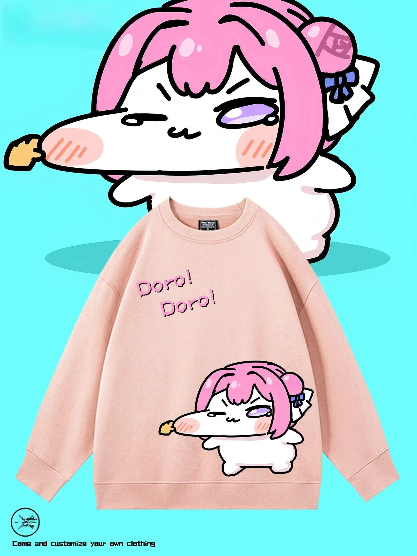 

Doro Cartoon Cute Face Squiable Fce Lined round Ne Sweatirt Men's Autumn Winter Versatile Comfortable Cotton Polyester