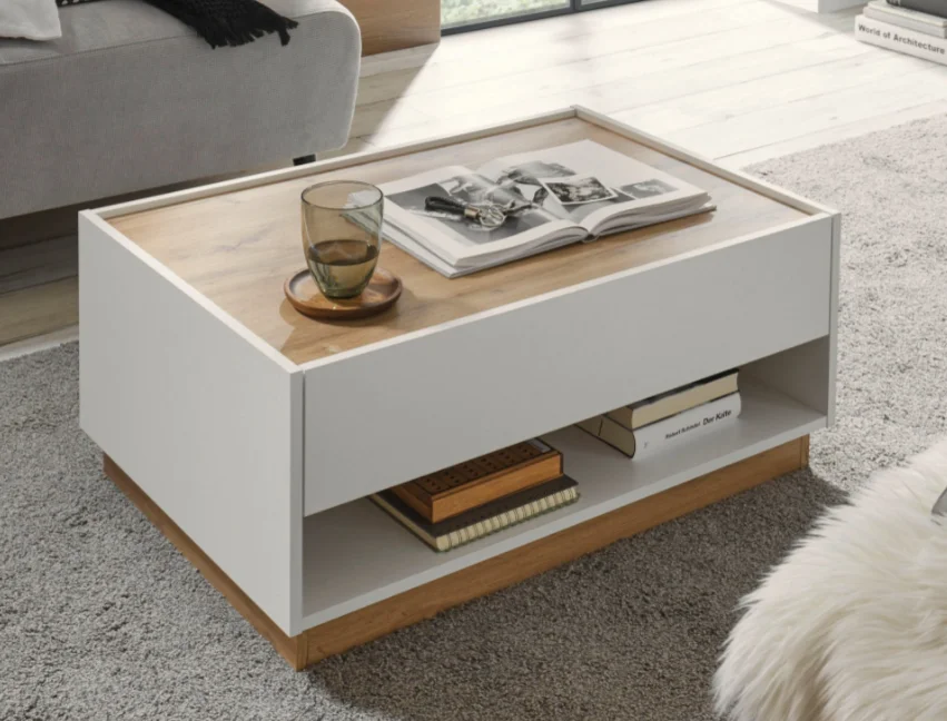 Table basse NW avec lumière LED, haute brillance, conception simple, pas cher