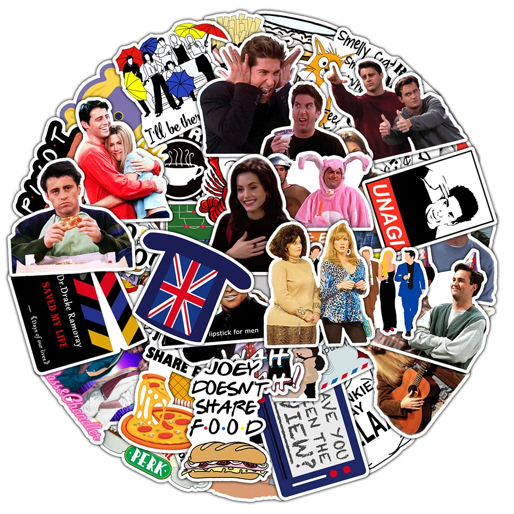 10/30/50PCS Classic TV Show Friends Stickers Car Motorcycle Travel Luggage Guitar Fridge Laptop DIY Funny Graffiti Sticker Gift