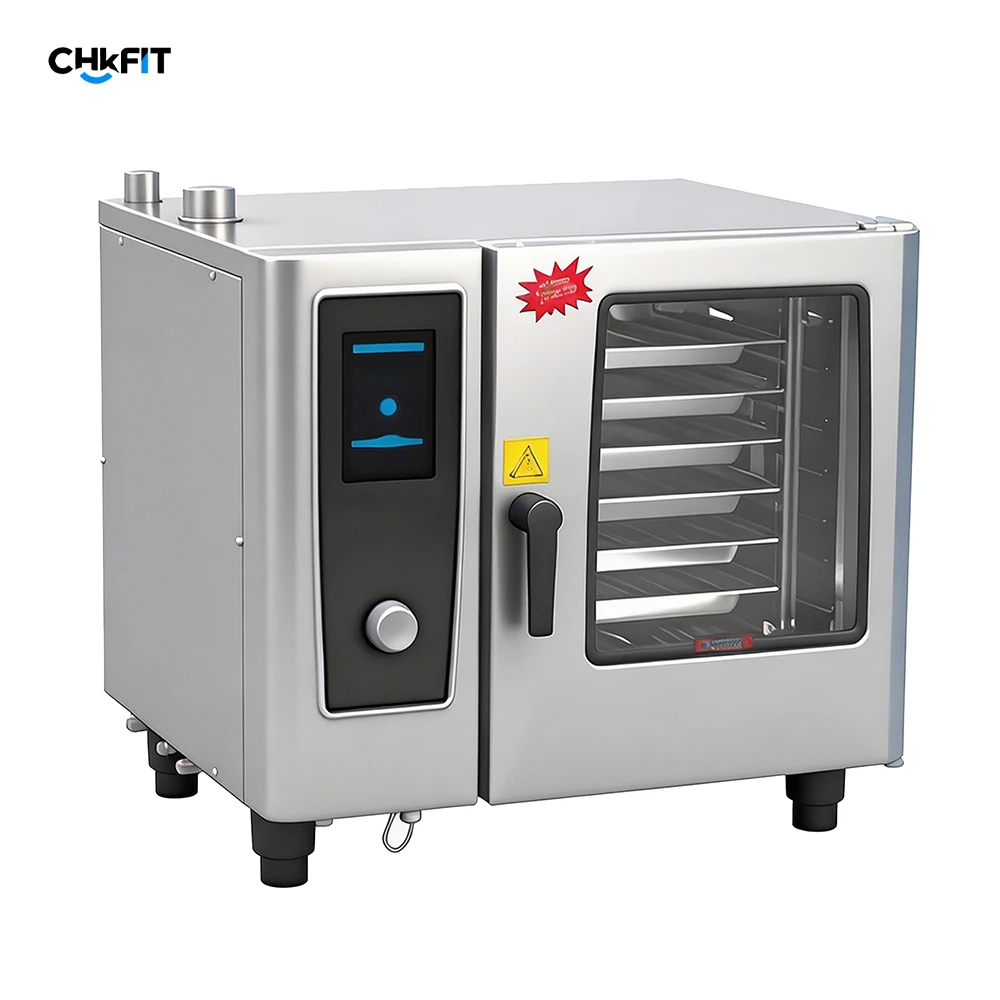 6 Tray Commercial Electric Combi Oven 380V Stainless Steel Touch Control Machine for Bun Dumpling Noodle Bakery Shop Unit