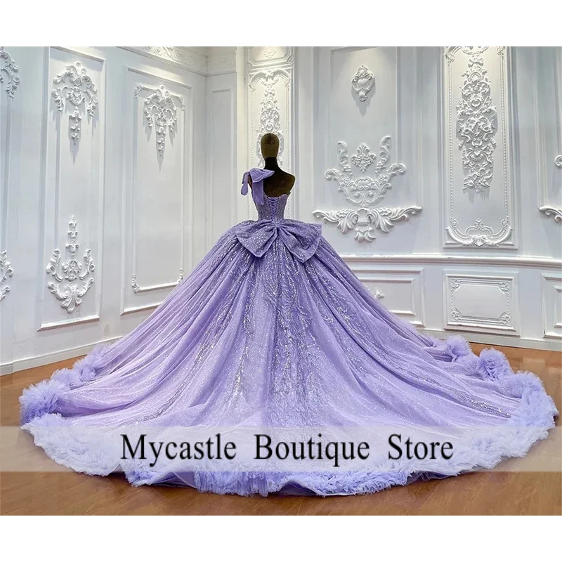 Fashionable Quinceanera Dress for Woman with Bow Appliques Ruched One-Shoulder Vestidos De 15 Quinceanera Customized