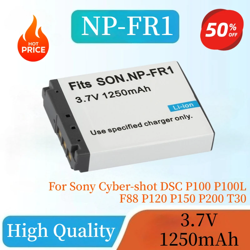 

3.7V 1250mAh NP-FR1 Camera Battery For Sony Cyber-shot DSC P100 P100L F88 P120 P150 P200 T30 T30S T50 F88 V3 Lithium Batteries