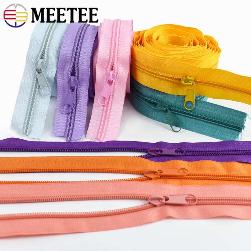 

10M 3#5# Color Nylon Zippers+Slider Bags Luggage Replace Zips Clothes Sofa Cover Zipper Closure Repair Kits Sewing Accessories