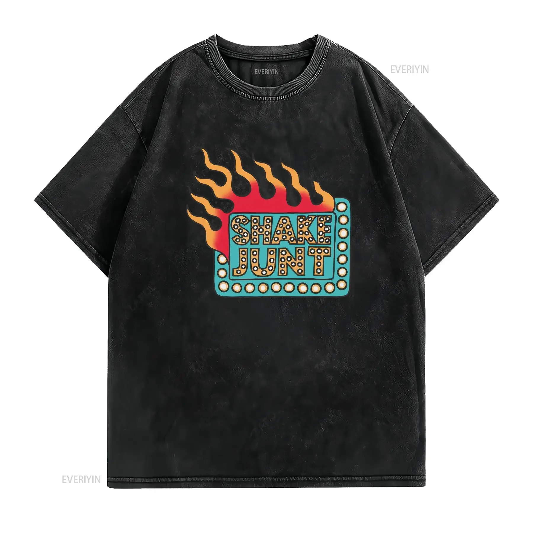 Shake Junt Skateboards T Shirt Killa Cam Box Logo White vintage Washed Breathable Soft Comfortable graphic fashion streetwear