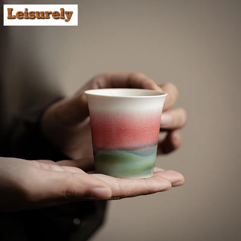 

80 мл печь Авроры, красная керамическая чайная чашка, древняя чайная чаша, набор чайных чашек, персональная чашка, дымчащие ароматные чашки Цжиньцхан, украшения