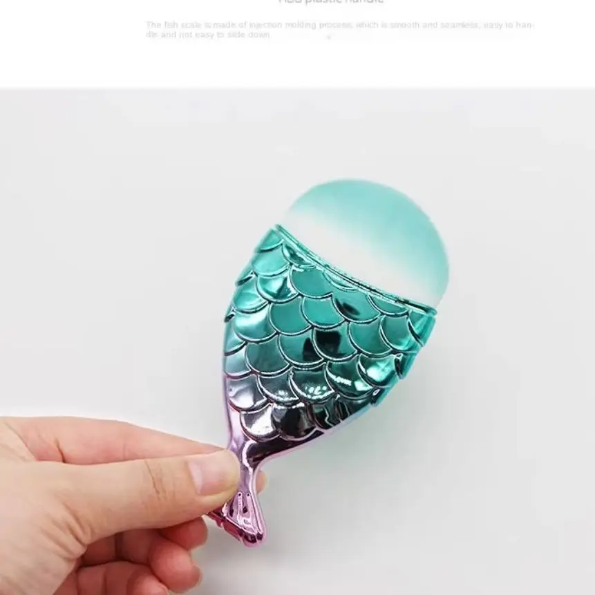 Weiche Bunte Fischschwanz Form Make-Up Pinsel Meerjungfrau Gesicht Erröten Puder Pinsel Multifunktions Nagel Pinsel Kosmetik Pinsel Werkzeug