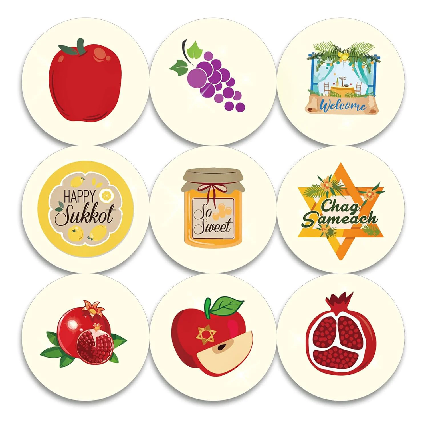 Sukkot Label Sticker Fruit Gift Sticker Judaism Holiday Tag Stickers Sukkot Festival Party Decoration