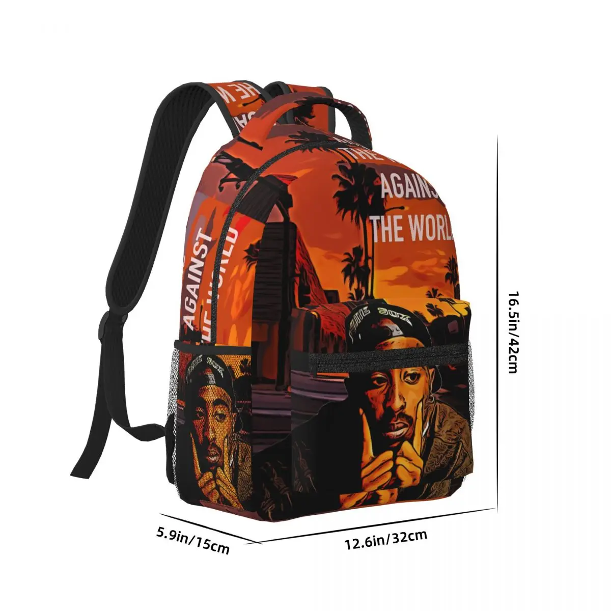 Tupac 2pac New Fashion High Capacity Waterproof College Backpack Trendy Laptop Travel Book Bag