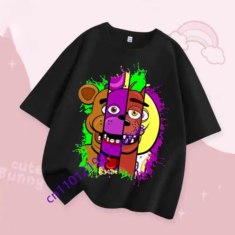 FNAF Breathability T-shirts Children Five Nights At Freddy Cute Short-sleeved Top Boys Girls Summer Fashion T-shirt Kids Clothes