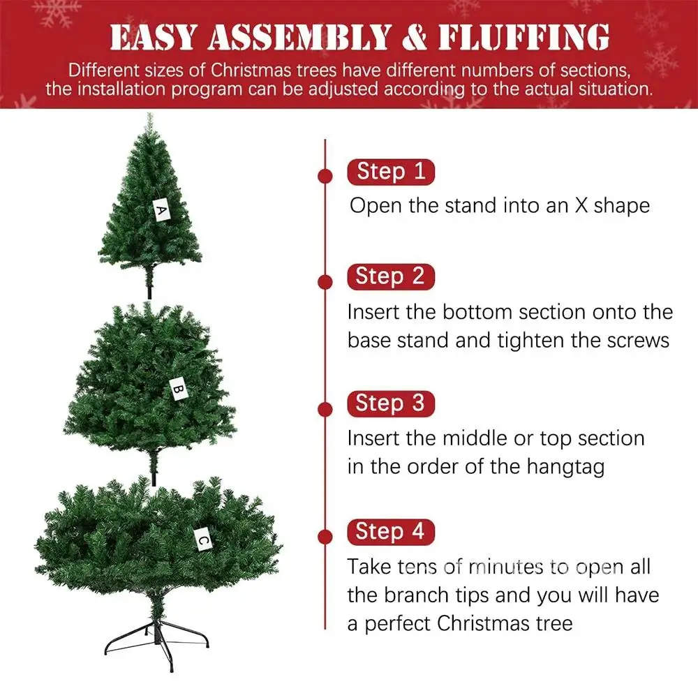 8 Tips Extra Large Christmas Tree 1500 FT Full Tree Easy with Reusable Metal Assemble Xmas Tree To Stand Green/Pink/White