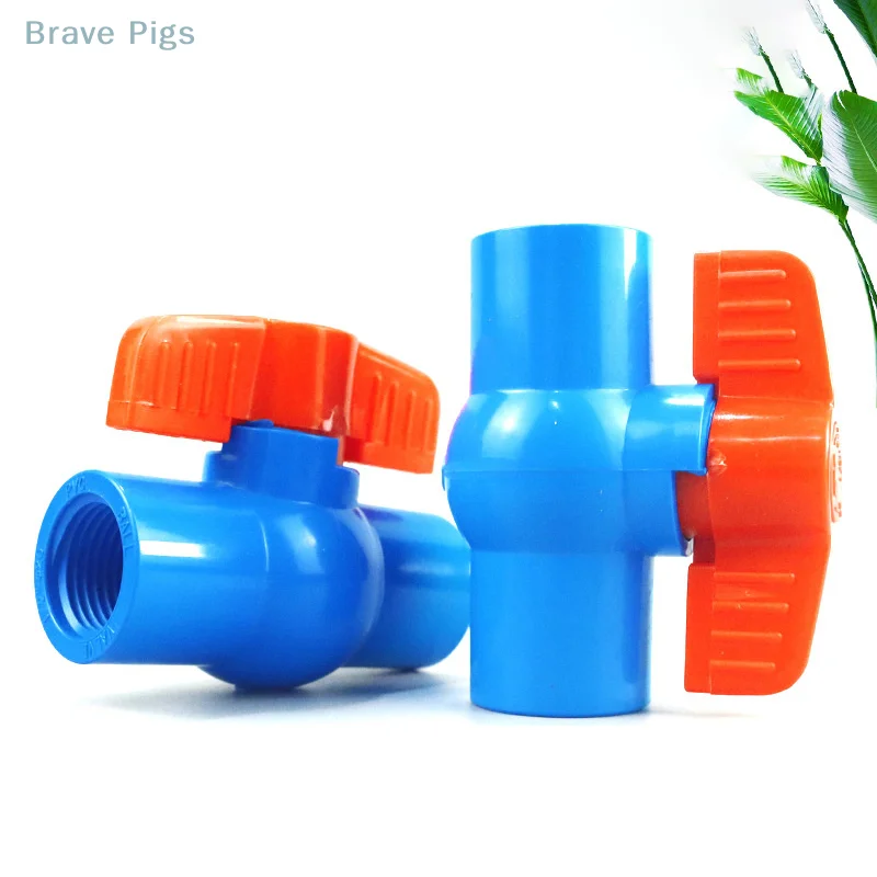 1Pcs I.D 20~63mm Blue/White PVC Pipe Socket Ball Valve Female Thread Water Supply For Garden Irrigation Adapter Fish Tank Joint