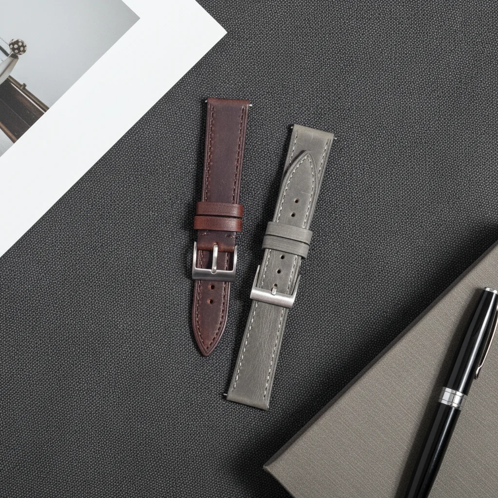 Premium Men's Retro Frosted Cowhide Quick-Release Watch Strap Compatible with IWC Longines Omega Jaeger-LeCoultre Mido Tissot