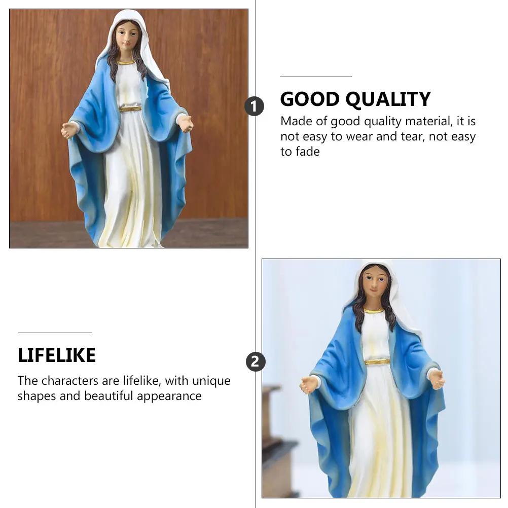 

Resin Virgin Statue Catholicism nament Faith Decor Desktop Showcase Gift Lifelike Unique Shapes Beautiful Appearance Not
