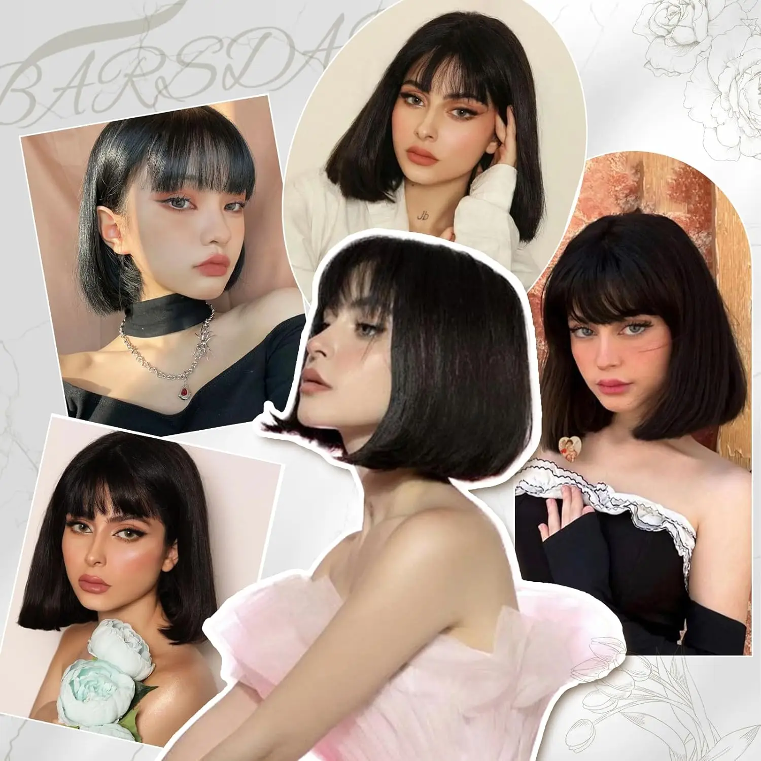 Synthetic 12 Inch Short Bob Black Wig With Bangs for Women Natural Looking Soft Hair Replacement Wigs Velma Kelly Halloween image 6