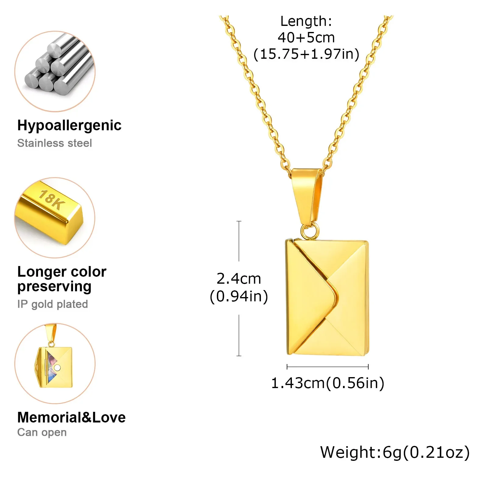 Personalized Photo Locket Necklace Envelope Love Letter Shape Pendant For Women Custom Pendant Anniversary Birthday Gift For Her view 6