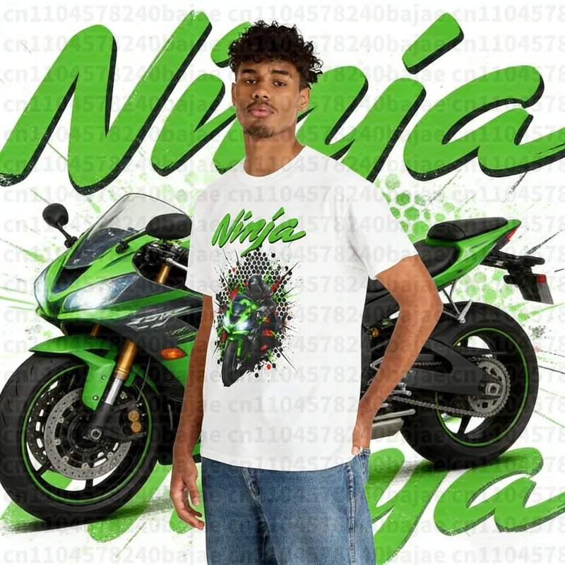 

25-26 Summer Outdoor Quick Drying Breathable Kawasaki 100% Cotton Printed T-shirt Men's and Women's Thin Motorcycle Comfortable