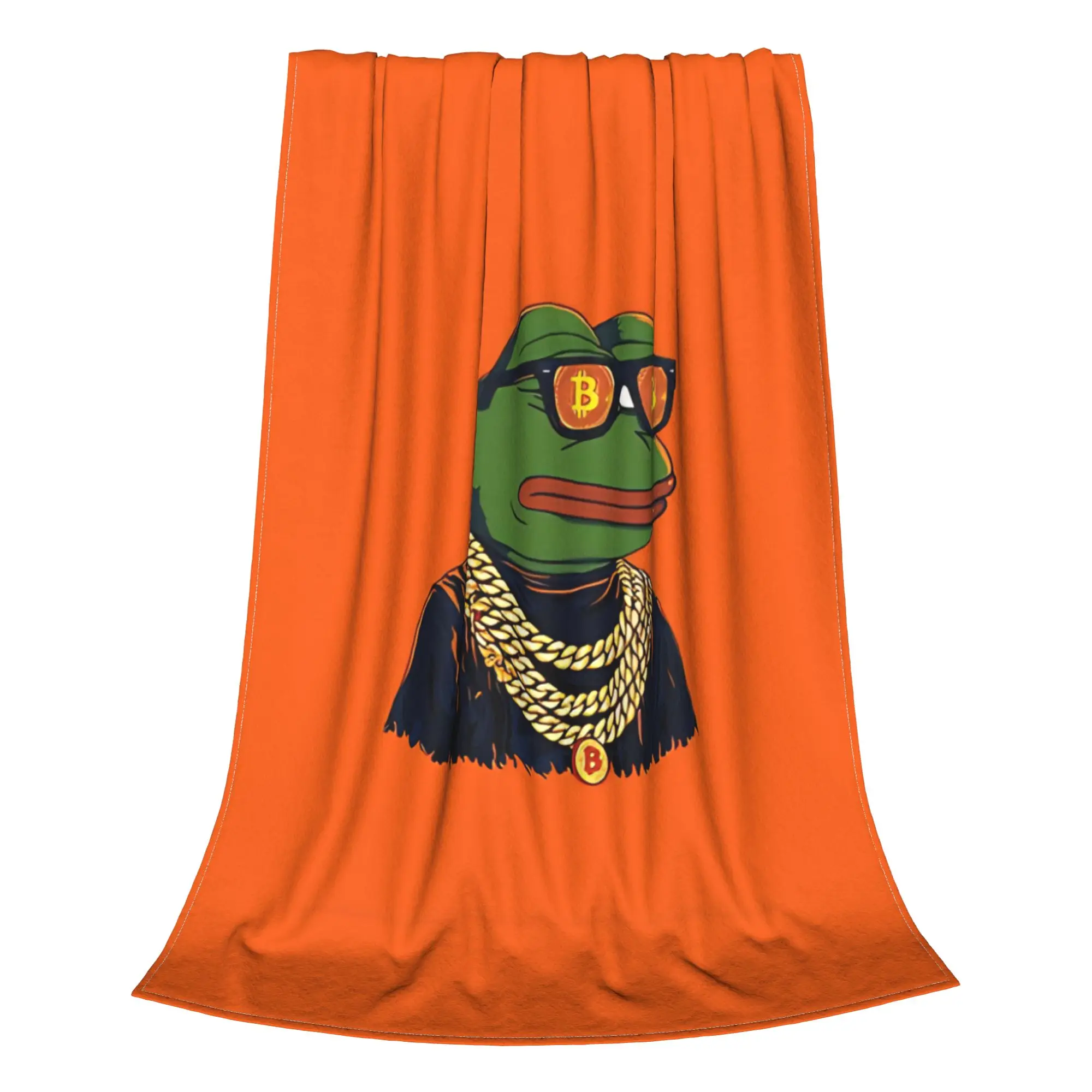 1PC Home Cutecore Bitcoin Pepe the Frog Blanket Super Cosy Plush Home Living Room Sofa Halloween