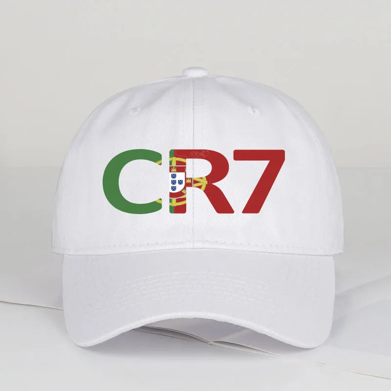 CR7 Portugal Print Schwarze Baseballkappe, verstellbar, Unisex, Fußballspieler, lässiger Sonnenhut