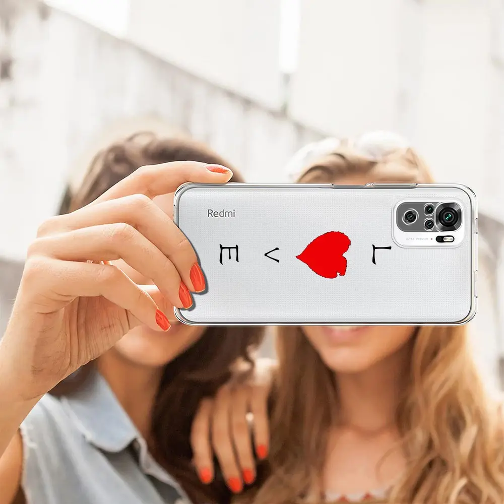 I Love you Pink Heart Phone Case For Xiaomi Redmi Note 13 12 5G 9S 8 10 11 Pro 4G 9T 13C 12C 10C 9C 9A 7 Clear Silicone Cover image 6