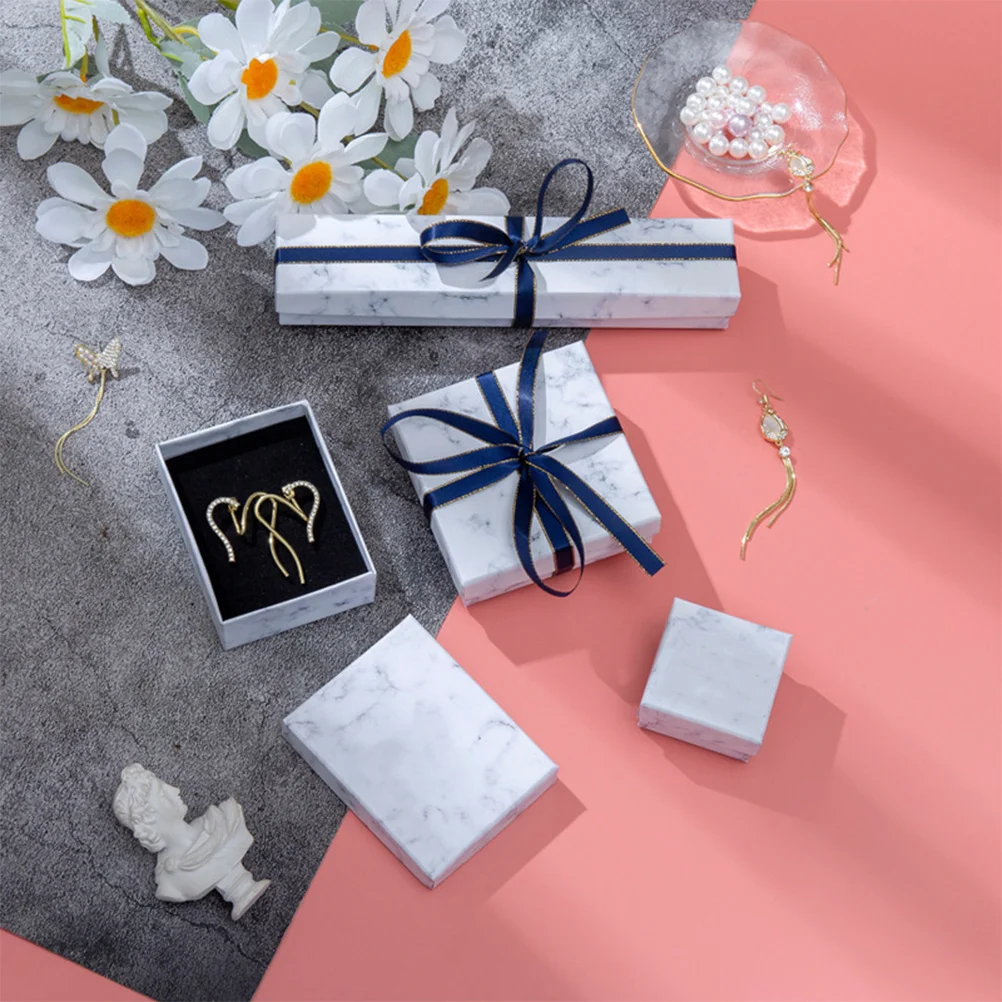 

12Pcs Jewelry Cardboard Box Elegant Marble Pattern Box Set for Jewelry Packaging Organizing Displaying At Home Or Store