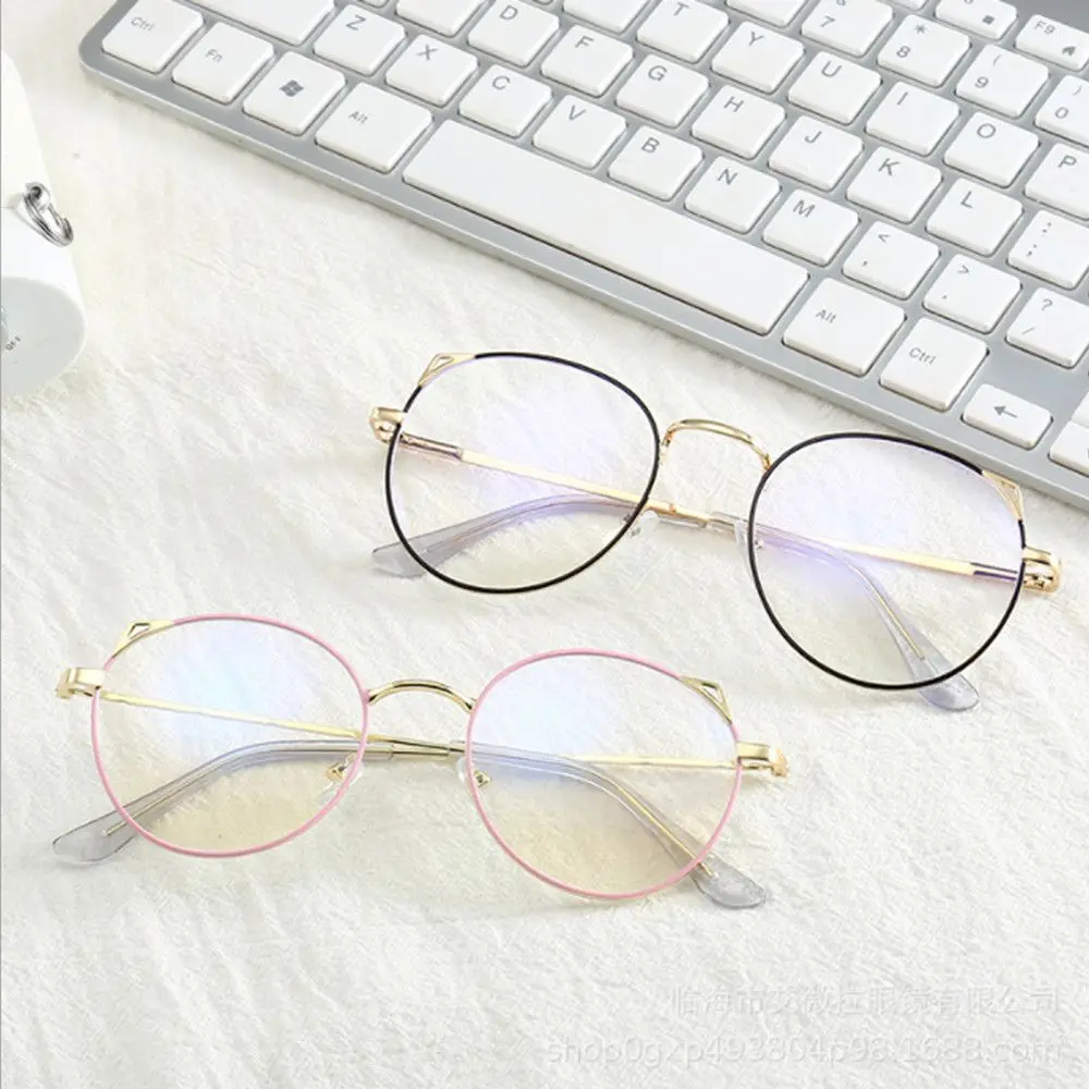 

Vintage Portable Eye Protection Ultra Light Frame Cat Ears Eyeglasses Computer Goggles Anti-Blue Light Glasses