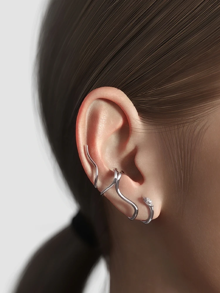 Punk Vintage Snake Crystal Ear Clip Stud Earrings For Women girls Ear Bones Clip Fashion Earring Jewelry Gift