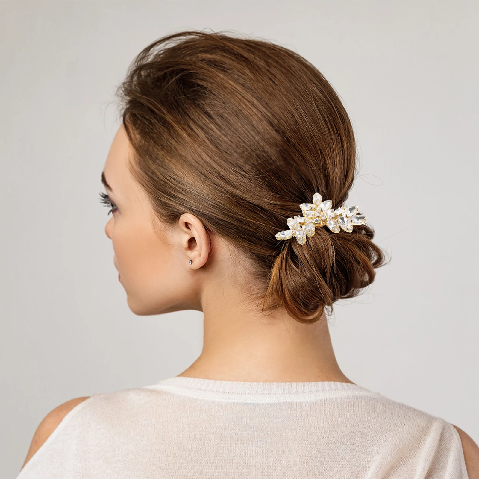 

Marquise Rhinestone Comb Gold Bridal Headpiece Clip Bridesmaid Side Combs Metal Hair Clips For Women Wedding Accessories Stylish