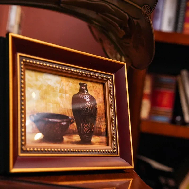8-21 Pcs/set Retro Photo Frame Wall Hanging Deer Head Ornaments Oil Painting Picture Solid Wood Picture Frame Vintage Home Decor