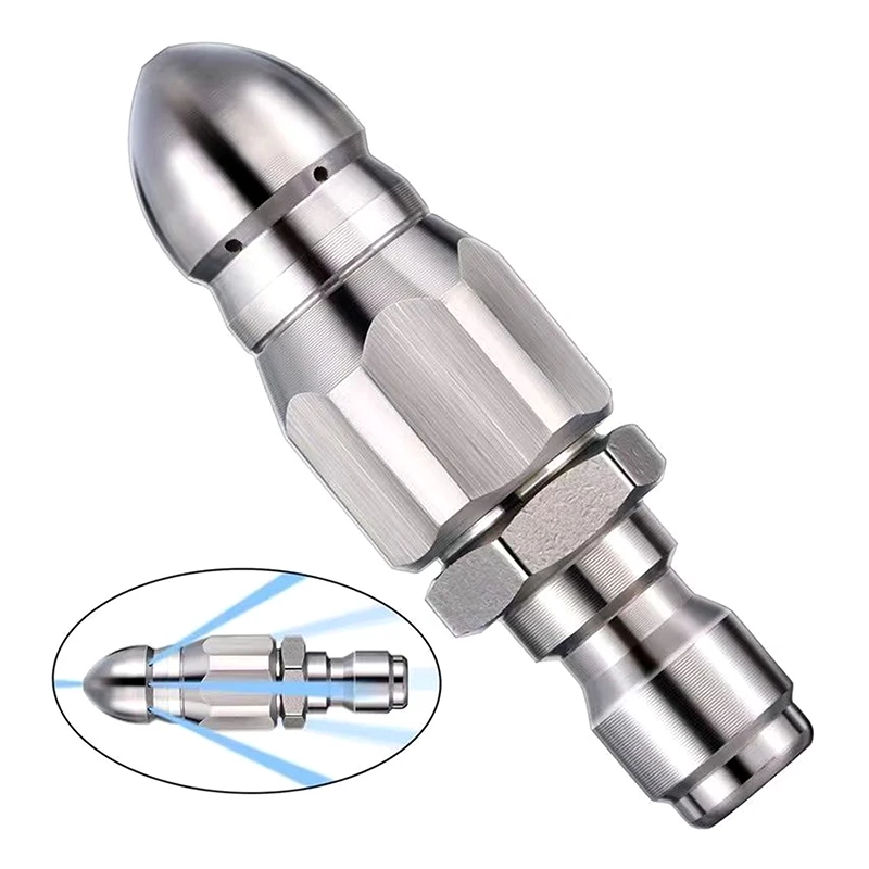 Picture 4: Sewer Jetter Nozzle Sewer Cleaning Nozzle 5000 PSI Pipe Drain Washing Tools Head Stainless Steel For Pressure Jet Drain Cleaners