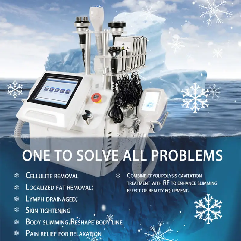 

360° Freeze Fat Removal Machine 5 in 1 Fat Freezing Device 40K Cavitation Lipo Laser RF for Body Sculpting Face Lifting
