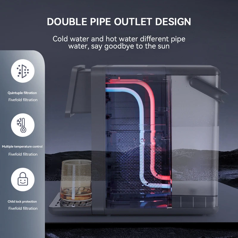 منتج جديد لعام 2025، موزع مياه سطح المكتب على سطح الطاولة، ميزات مياه ساخنة وباردة