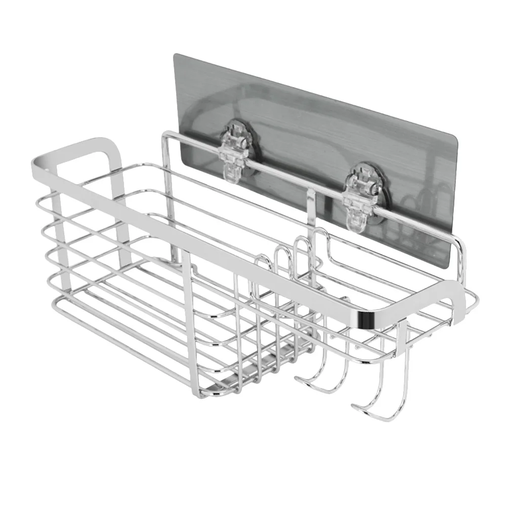 

Stainless Steel Storage Rack Large Size Powerful Adhesive Bathroom Kitchen Rustproof Wire Basket Detachable Reusable Shelf