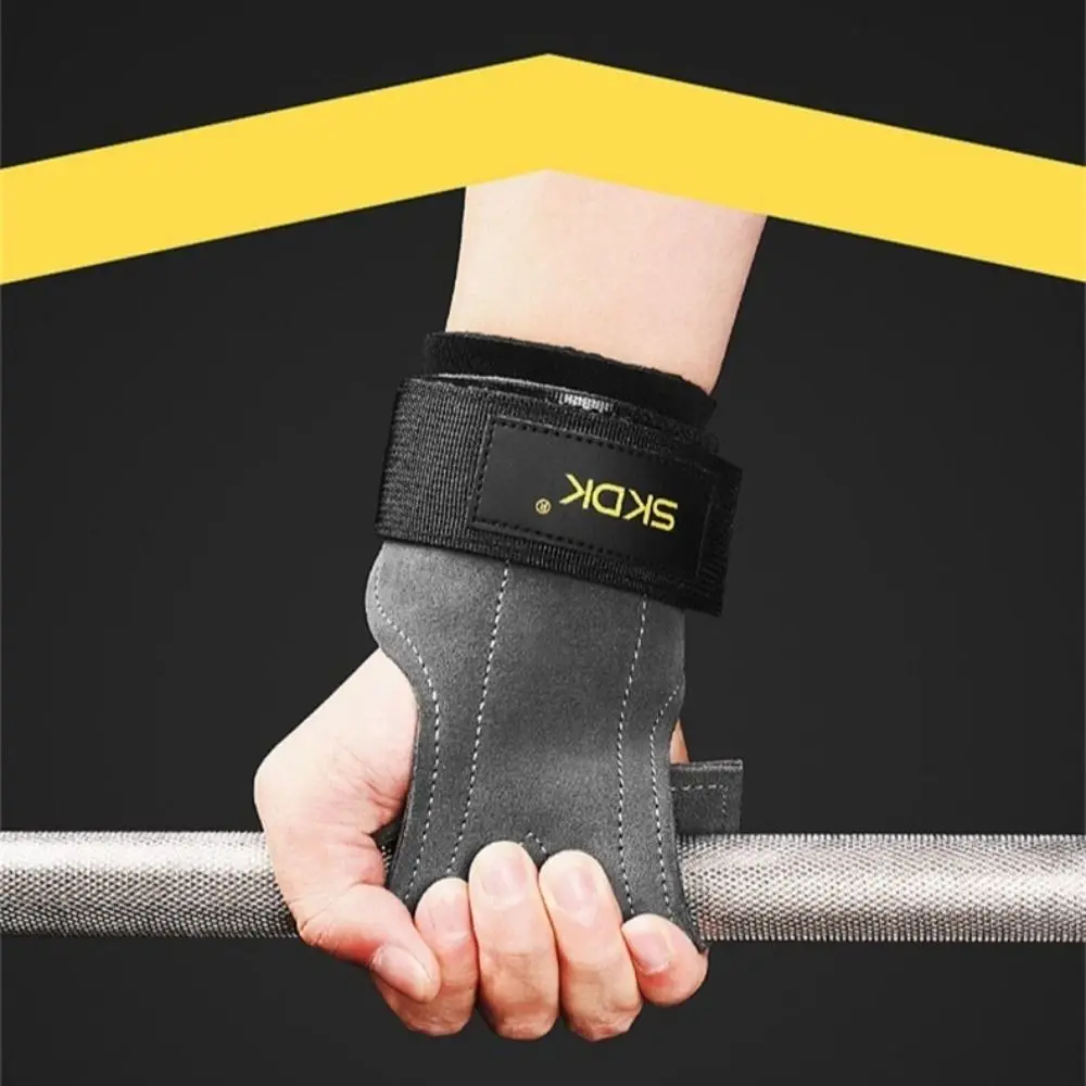 

1 Pair Anti-Skid Crossfit Fitness Gloves Palm Protection Wear Resistant Cowhide Gym Gloves Grips Durable Thickening