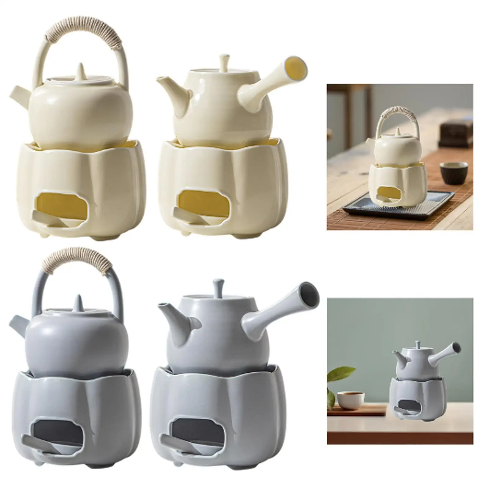 

Teapot with Warmer Tea Pot Boil Water Pot Tea Kettle Heat Resistant Ceramic for Kitchen Tea Lovers Gift Household Hiking