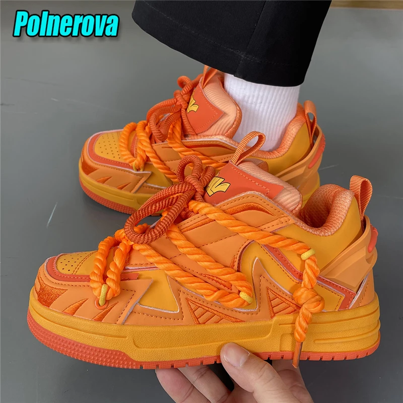 

Разноцветная повседневная обувь для пар, новые кроссовки на толстой подошве со шнуровкой и перекрестными ремешками, новая летняя дышащая женская и мужская спортивная обувь