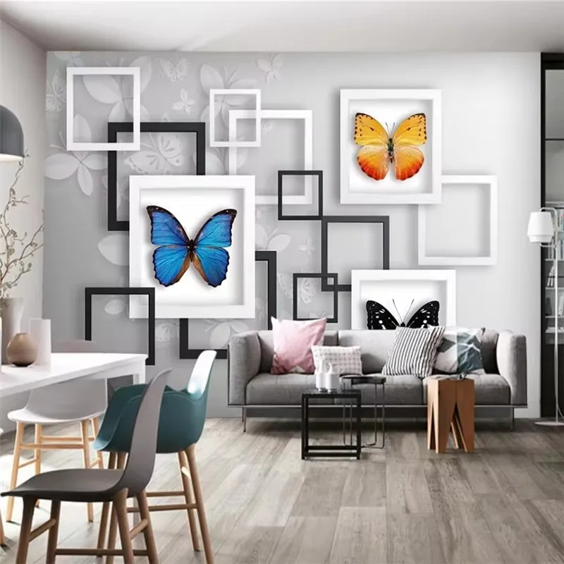 Customized wallpaper 3D geometric abstract fantasy butterfly living room bedroom TV background wall home decor mural behang