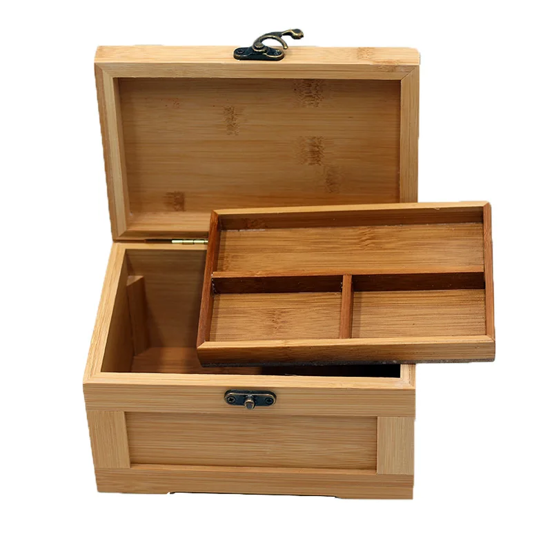 Caja de joyería de madera, caja decorativa de bambú, caja de baratija, caja de recuerdos, caja de almacenamiento de joyería Rectangular rústica, regalo del día de la madre