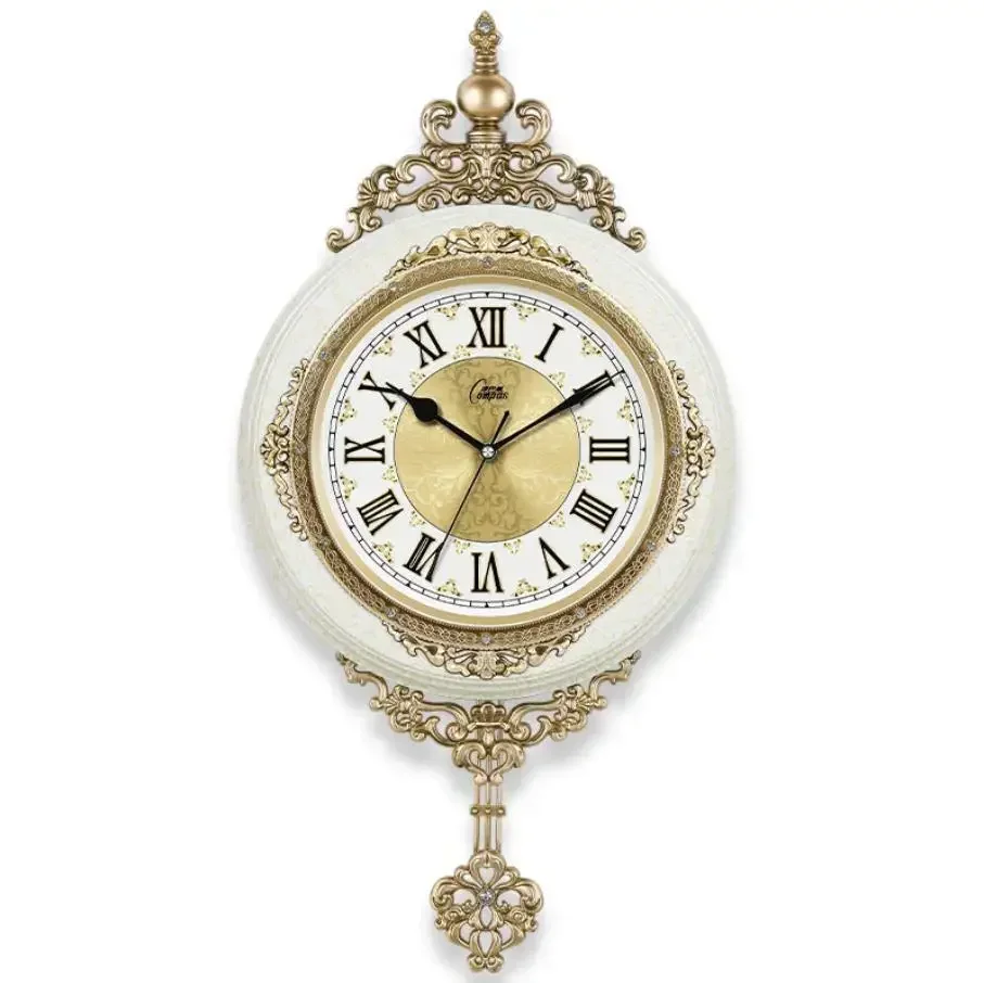European Style Retro Wall Clock Watch Living Room Mute Pendulum Clock Elegant Taste Family Gift Art Decoration Rome Luxury G010