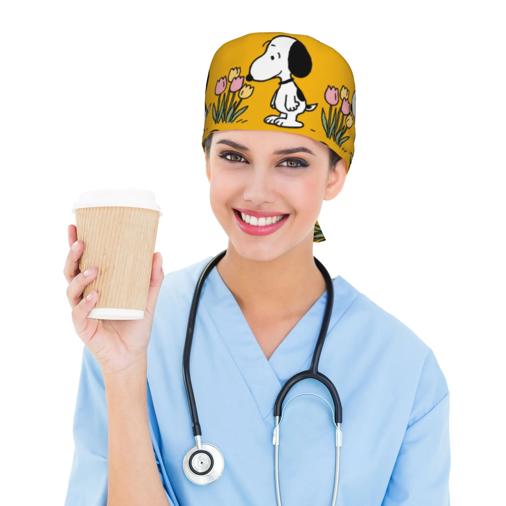 

Custom S-snoopies Medical Staff Scrubs Hat Women Men Manga Doctor Nursing Surgical Cap Scrub Caps