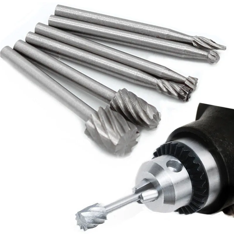 6 pz/set frese rotanti in metallo duro frese per frese durevoli compatibili con frese rotanti in acciaio ad alta velocità per Dremel