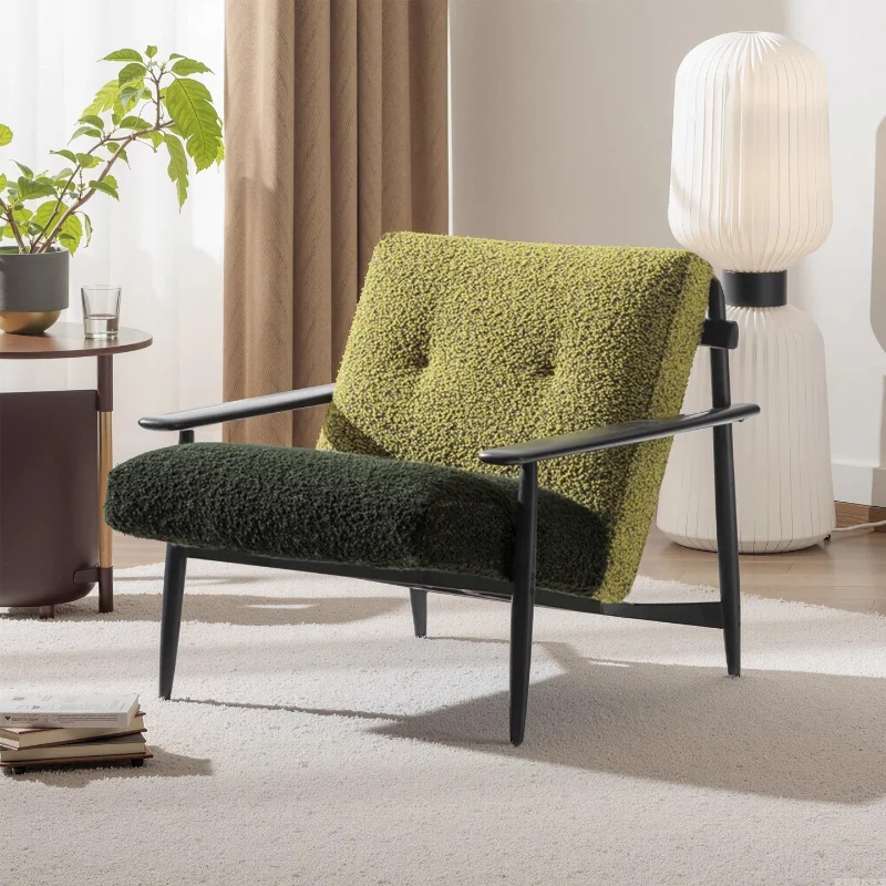 

Minimalist solid wood leisure light luxury single sofa chair fabric