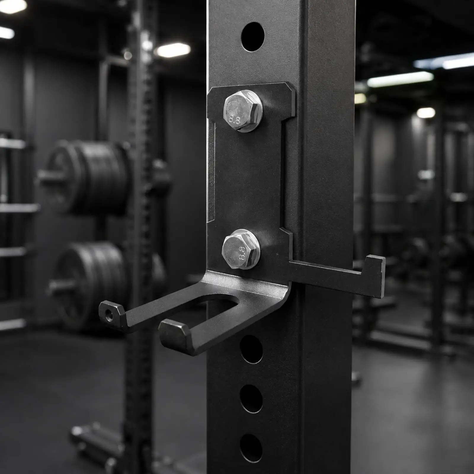 Steel Barbell Rack Bracket Hanger with Side Hook for Extra Accessories Sturdy Gym Storage Mount for Home Garage Workout Room