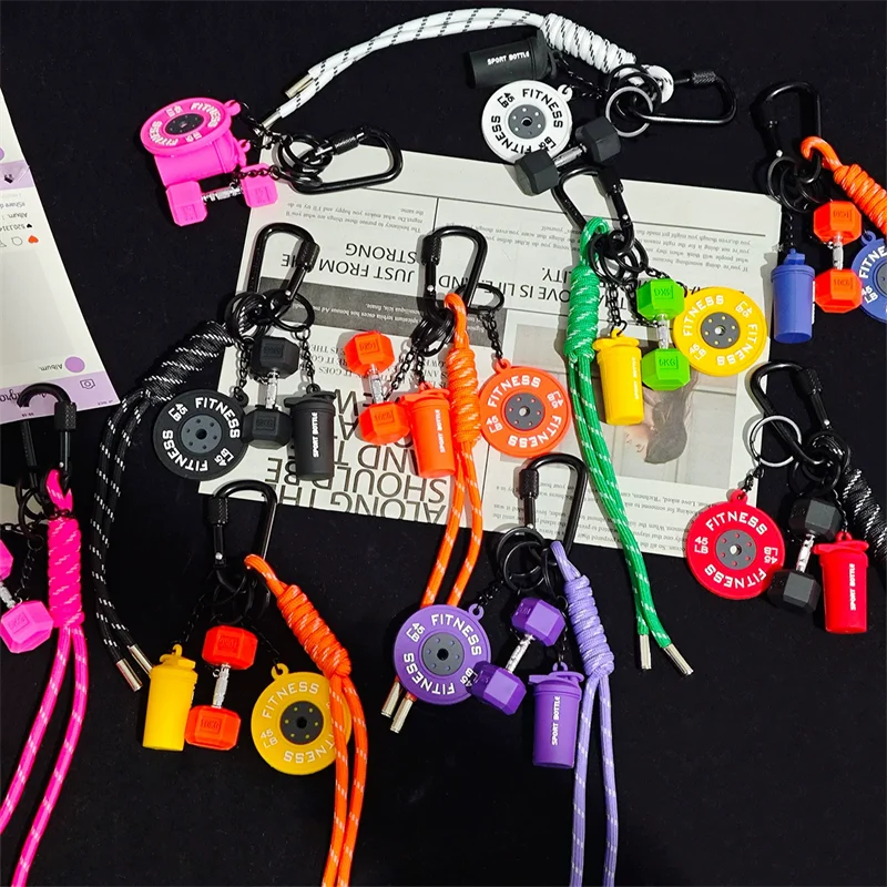Dopamine Fitness Series Pendant D-shaped Buckle Detachable Barbell Plates Key Chain Creative Barbell Plates